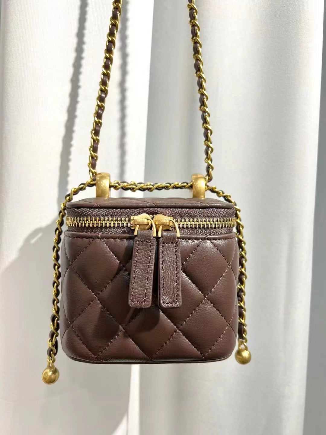Sheepskin Classic Style Rhombus Chain Hand Carrying Double Crossbody Bags