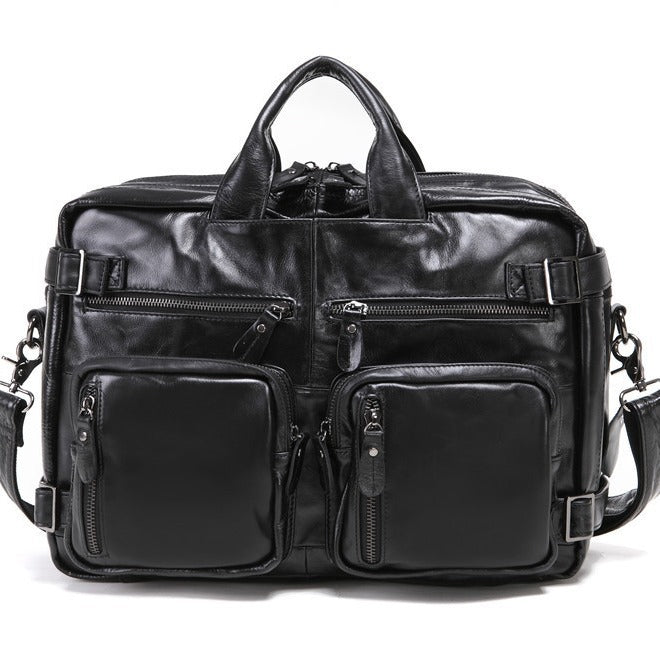 Men's Oily Leather Computer First Layer Official Bags
