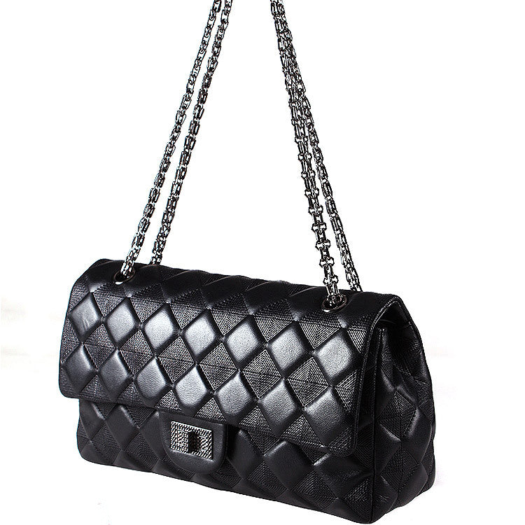 Women's Rhombus Chain Fashion Sheepskin Genuine Leather Shoulder Bags