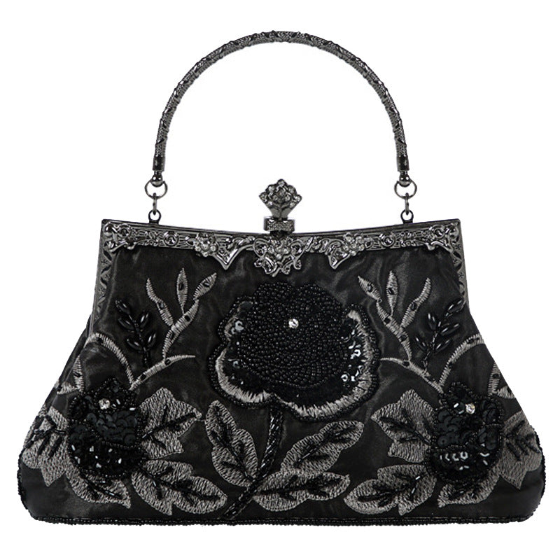 Women's Moon Ethnic Style Portable Pearl Embroidery Evening Bags