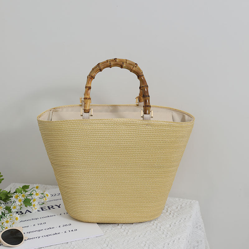Women's Large Capacity French Straw Easy Matching Portable Handbags