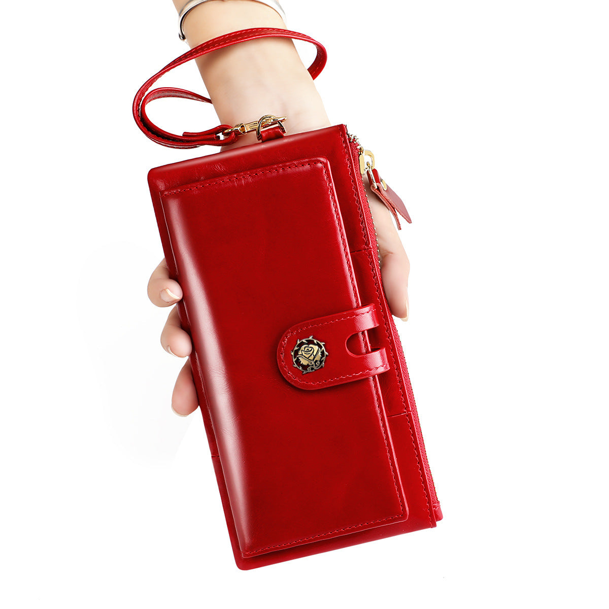 Women's Multifunctional Oil Wax Vintage Clutch Genuine Ladies Wallets