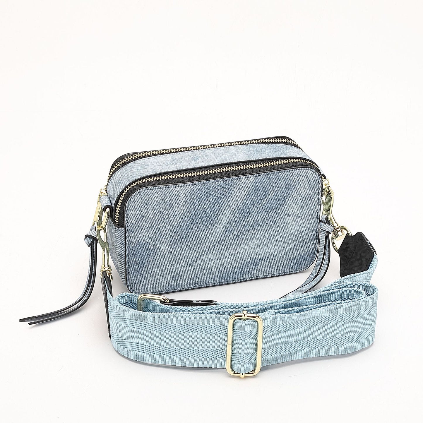 Women's Wide Strap Mark Double Zipper Classic Bags
