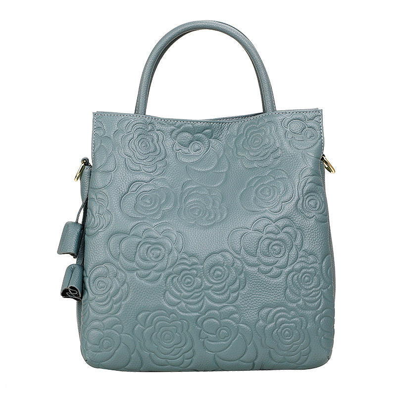 Women's Large Capacity Fashion Embossing Genuine Leather Handbags