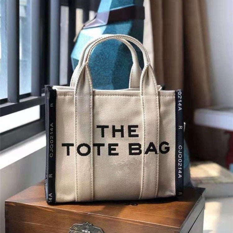 Women's Horse Letter Jacquard Canvas Shopping Commuter Shoulder Bags