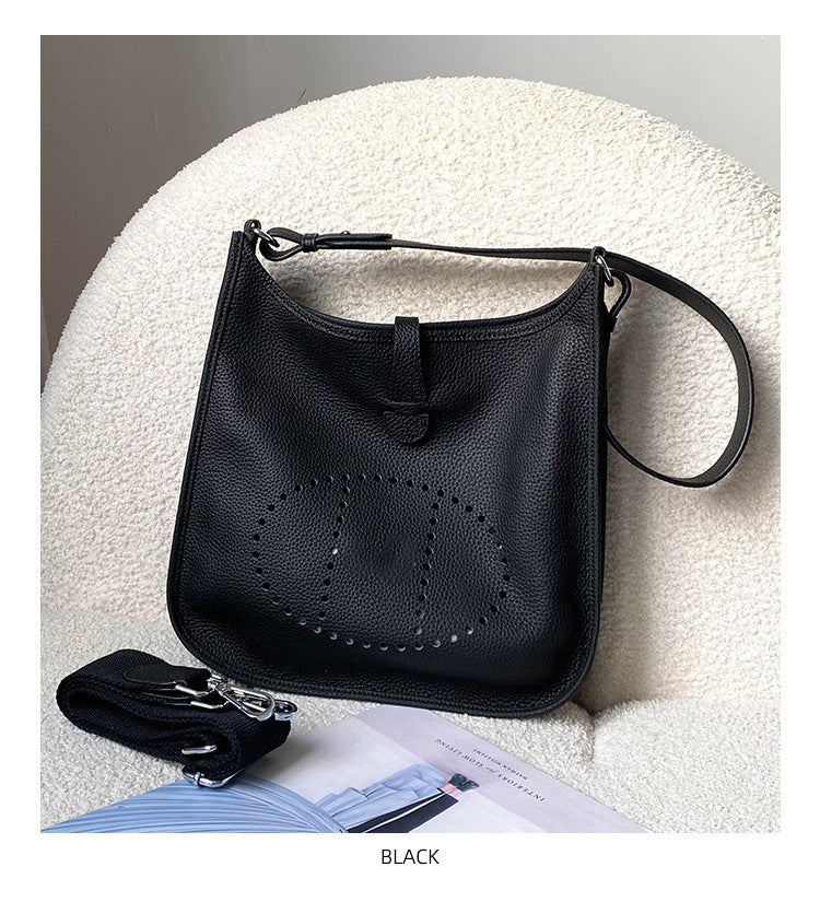 Women's Genuine Leather First Layer Cow Wide Crossbody Bags