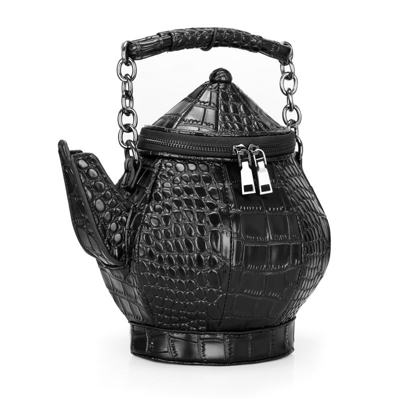Women's Crocodile Pattern Creative Chinese Style Teapot Shoulder Bags