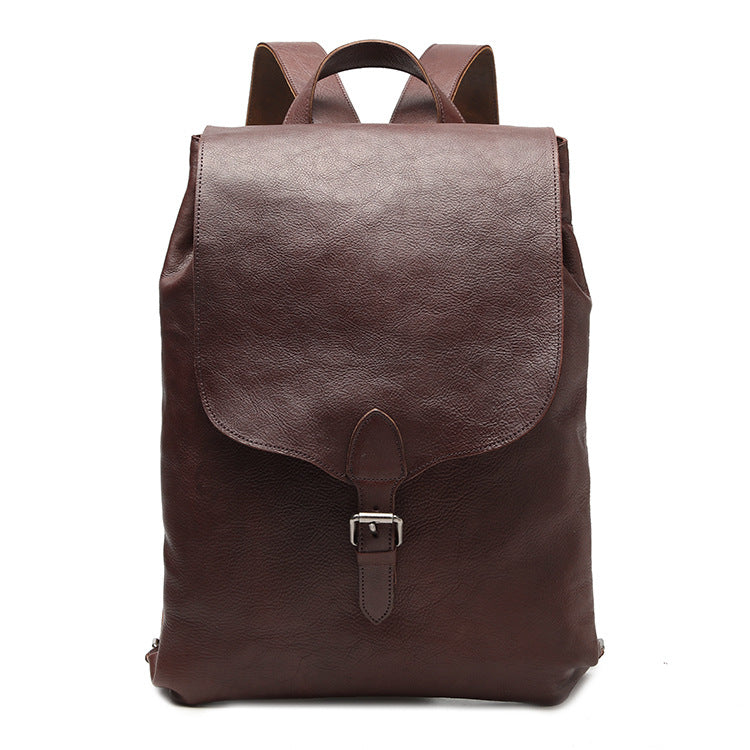 Women's & Men's & Vegetable Tanning Leather Flip Vertical Style Chic Color Large Backpacks