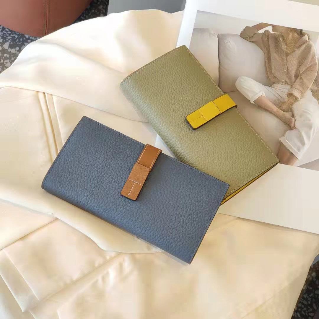 Classic Long First Layer Cowhide Clutch Handbags