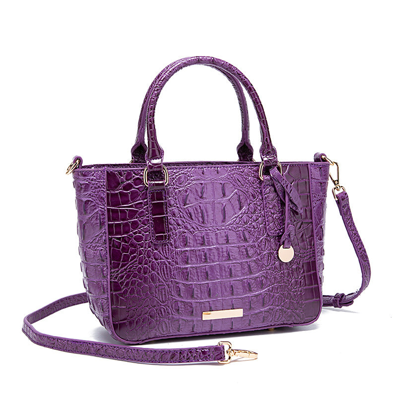 Women's Portable Underarm Vintage Brahmin Crocodile Pattern Handbags