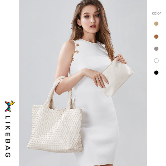 Women's Woven Letter Oversized Large Portable Simple Bags