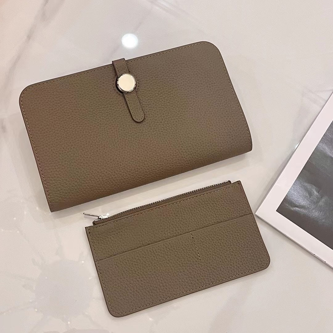 Women's Layer Cowhide Long Folding Large Capacity Genuine Leather Ladies Wallets