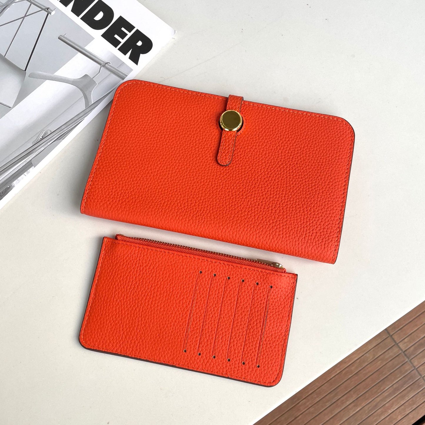 Women's Layer Cowhide Long Passport Folding Large Ladies Wallets