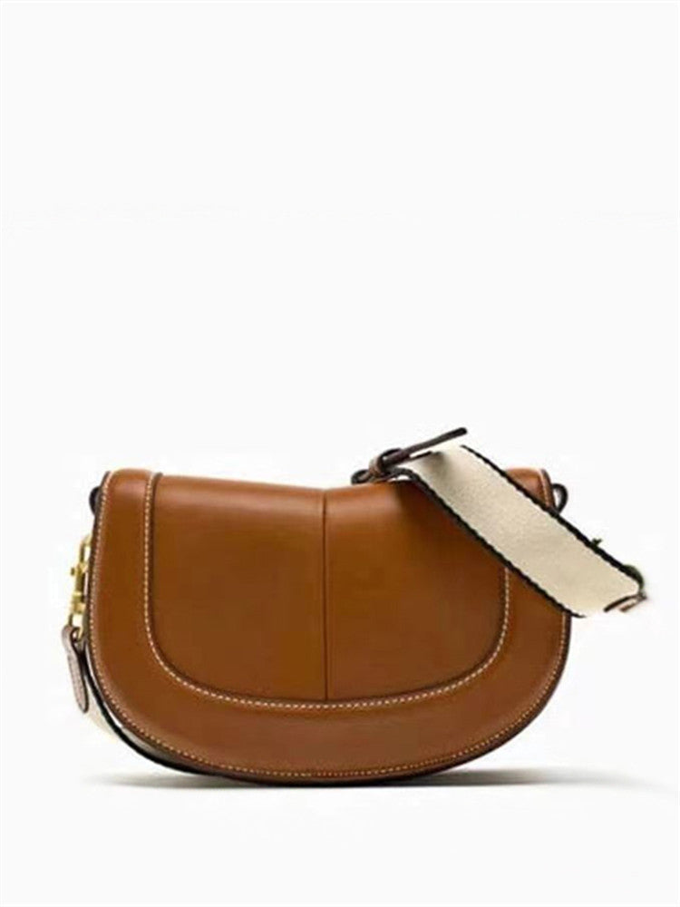 Women's Spanish Saddle Magnetic Snap Flap Thread Crossbody Bags