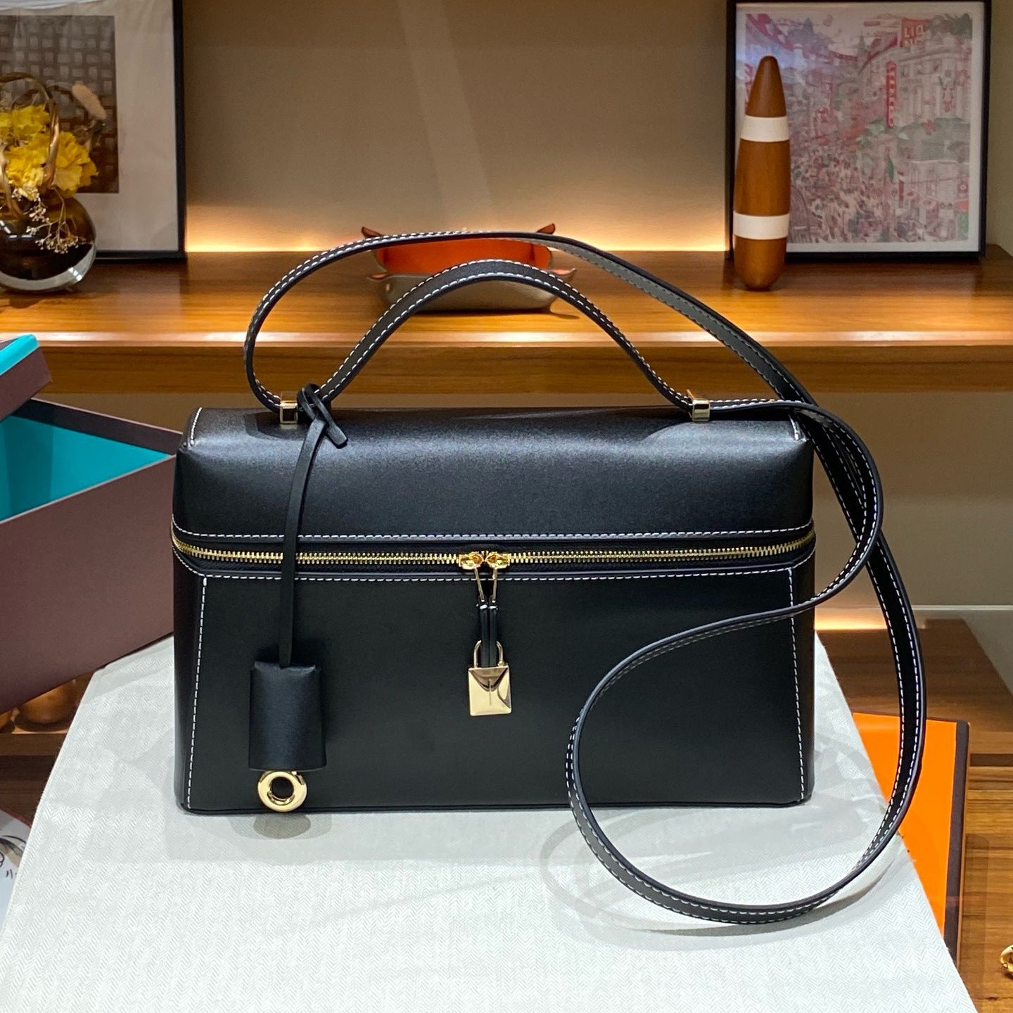 Women's Genuine Leather Lunch Box Large Clutch Armpit Bags