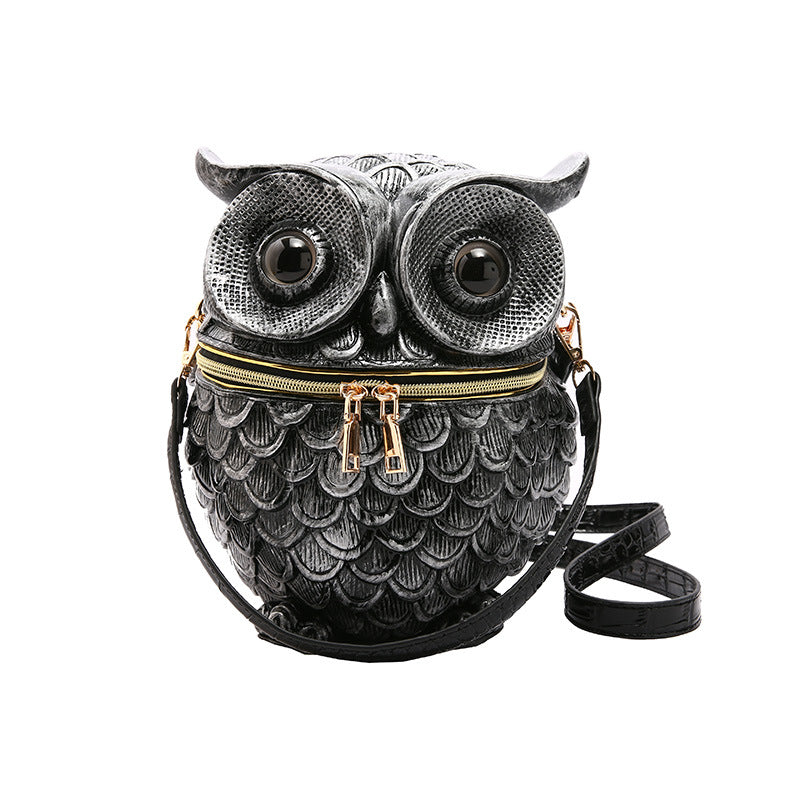 Textured Niche Female Personalized Owl Shape Shoulder Bags