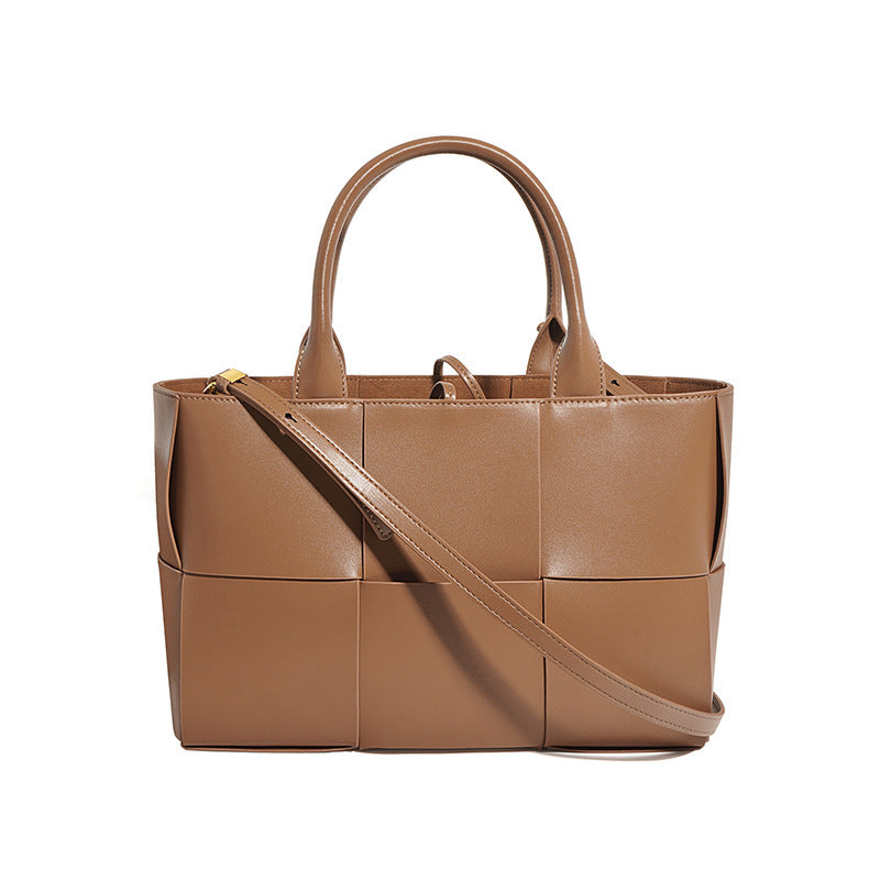 Authentic Leather Weave Cowhide Simple Mother Handbags