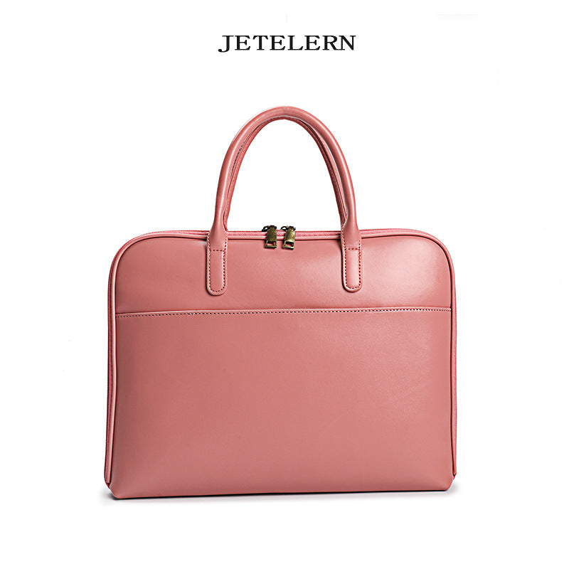 Women's Cattlehide Leather Computer Professional Commute Simple Handbags