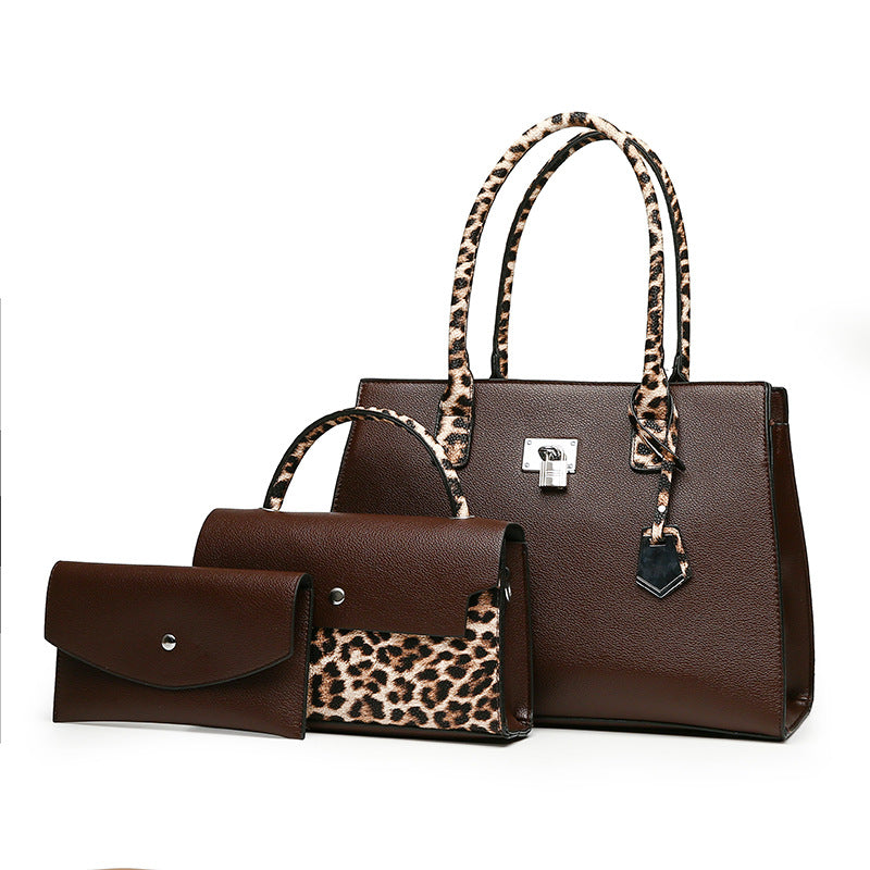 Women's Trendy Large Capacity Leopard Print Set Handbags