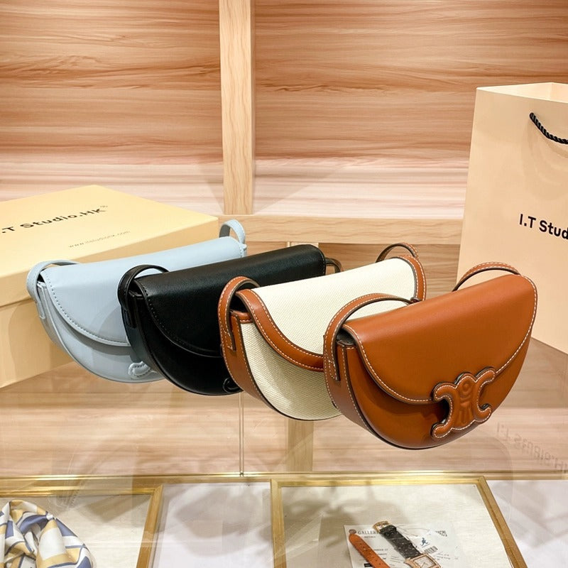 Women's Arc Genuine Leather Saddle Fashion Summer Shoulder Bags