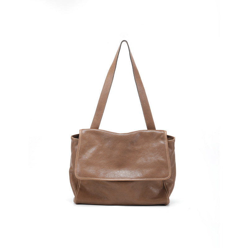 Women's Vegetable Tanning Leather Flap Large Capacity Shoulder Bags