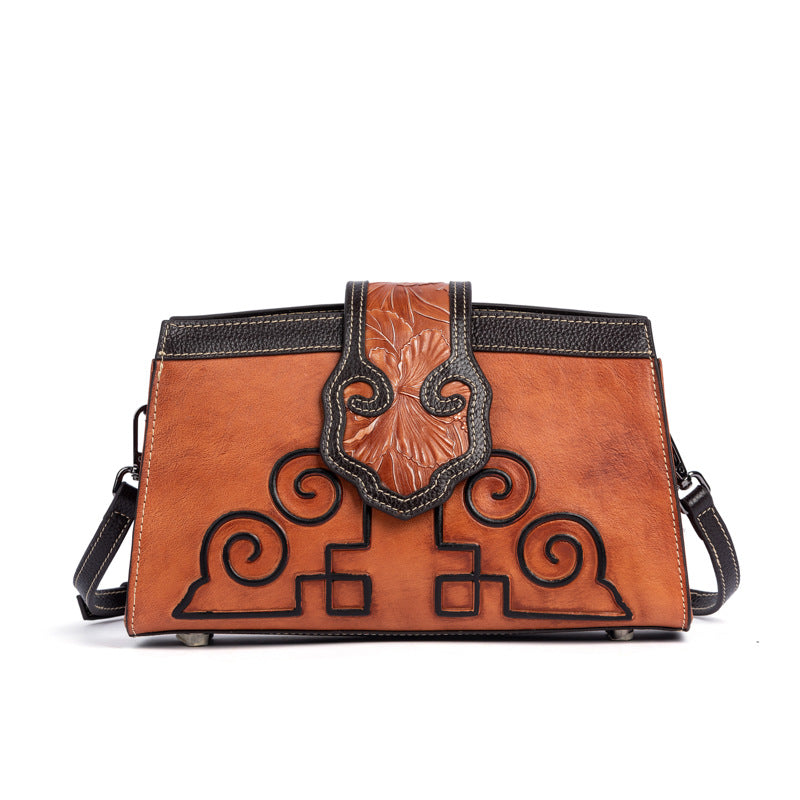 Women's Retro First Layer Cowhide Brushed Shoulder Bags
