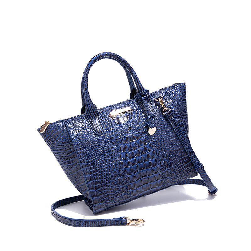 Classy Women's Crocodile Pattern Large Capacity Handbags