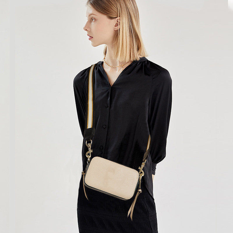 Women's J Cross Pattern Contrast Color Wide Strap Shoulder Bags