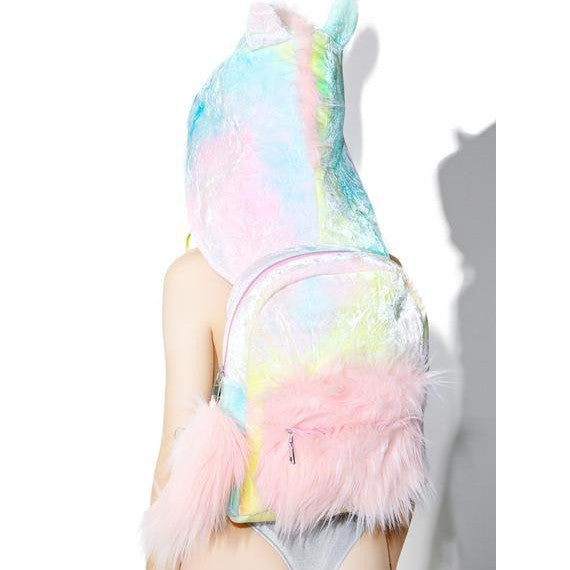 Women's Dodo Fluffy Unicorn Hooded Trendy Unique Backpacks