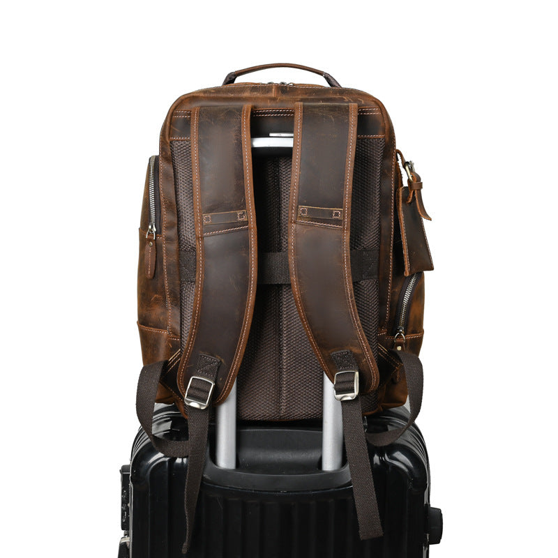Men's Horse Leather First Layer Cowhide Trendy Backpacks