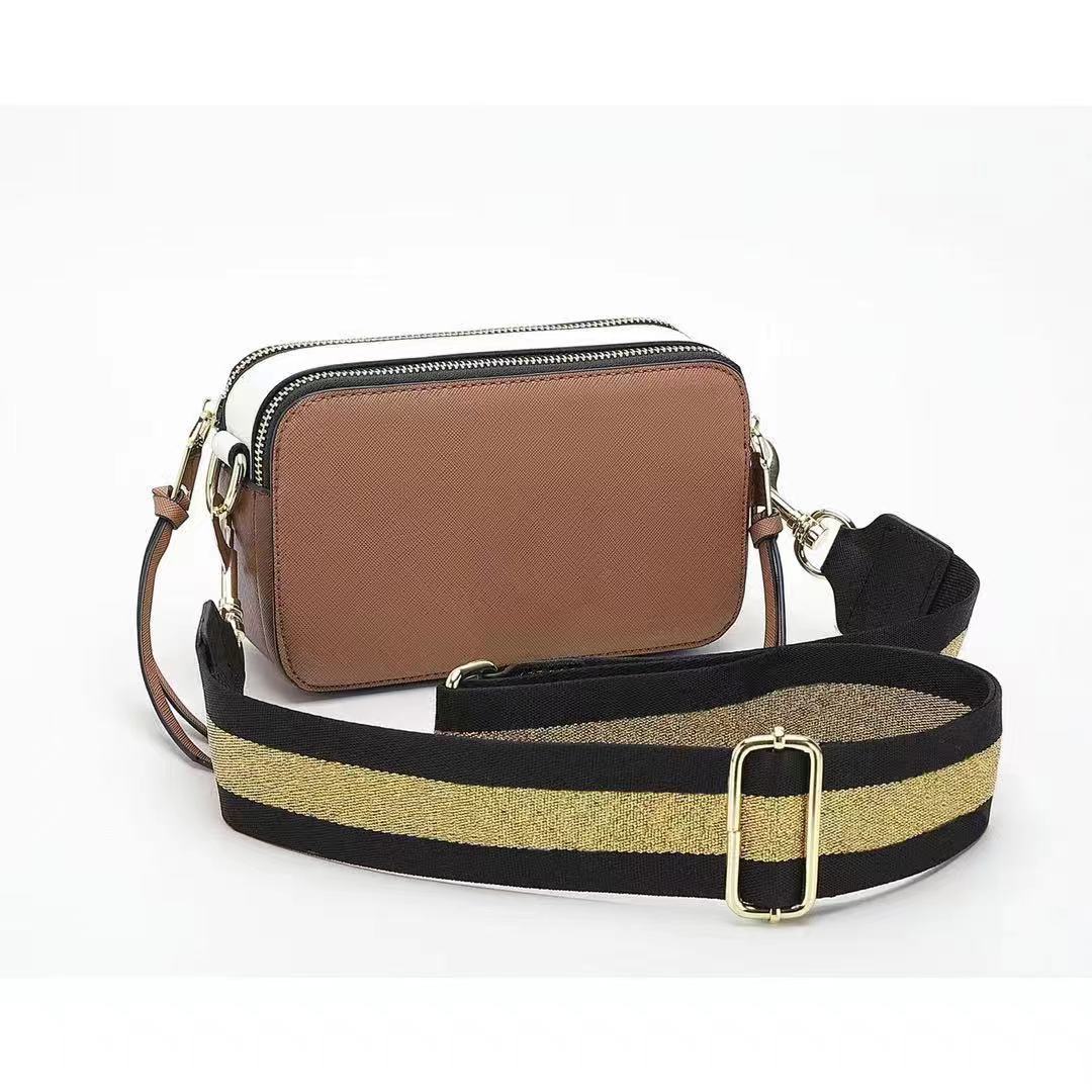 Women's Wide Strap Mark Double Zipper Classic Bags