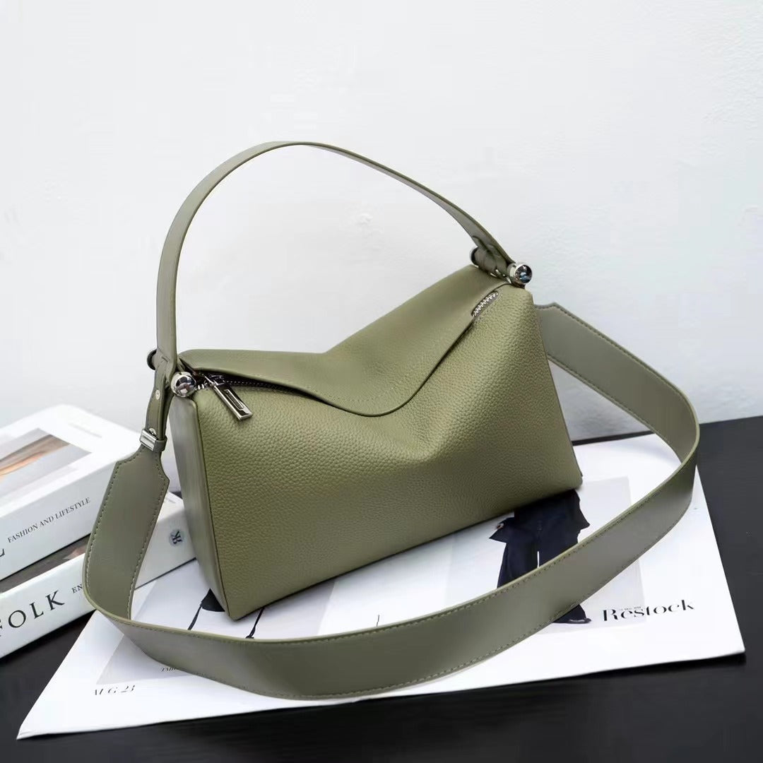 Women's First Layer Cowhide Underarm Genuine Leather Jade Crossbody Bags