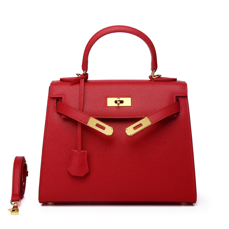 Women's Palm Print Cowhide Platinum Twist Genuine Handbags