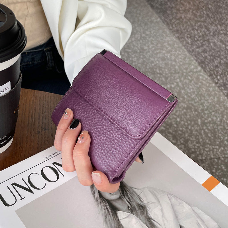 Women's Short Genuine Cattlehide Leather Surface Coin Purses
