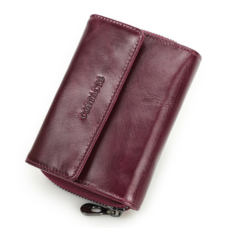 Women's Angel Fashion Swiping Cowhide Genuine Leather Ladies Wallets