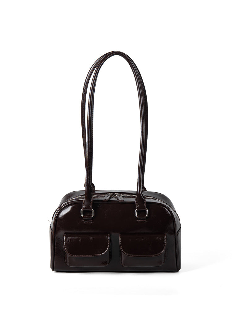 Women's Oil Wax Leather Underarm Large Capacity Shoulder Bags