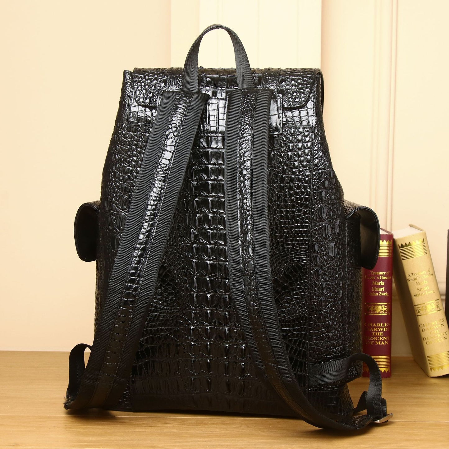 Men's Crocodile Pattern Large Capacity Trendy Backpacks
