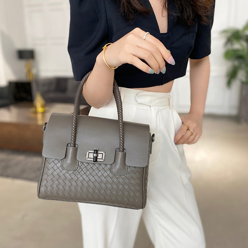 Women's Business Sheepskin Fashion Leather Large Capacity Shoulder Bags