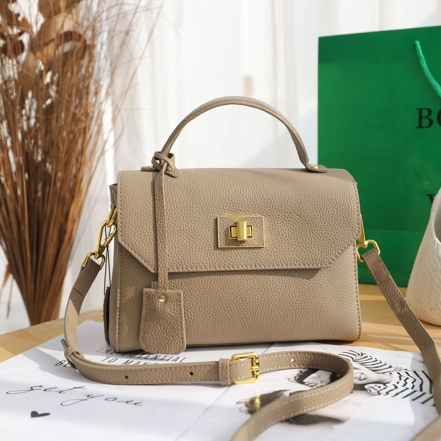 Women's Textured Soft Cowhide Leather Design Fashion Crossbody Bags