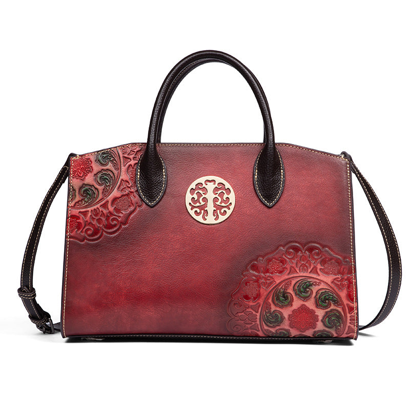 Women's Retro National Style Fashion Big Brushed Handbags