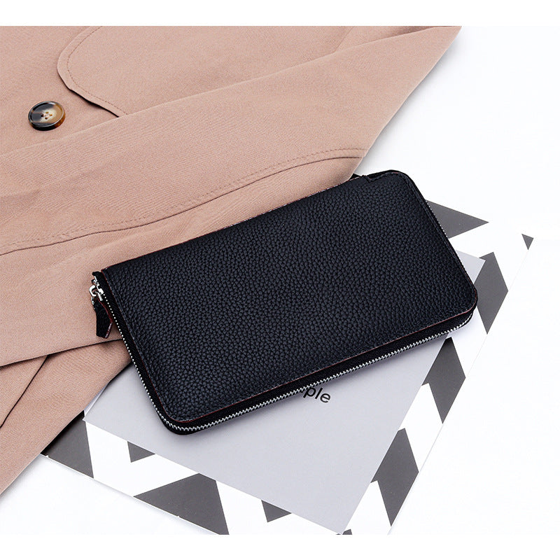 Long Genuine Leather Zipper Large Capacity Ladies Wallets