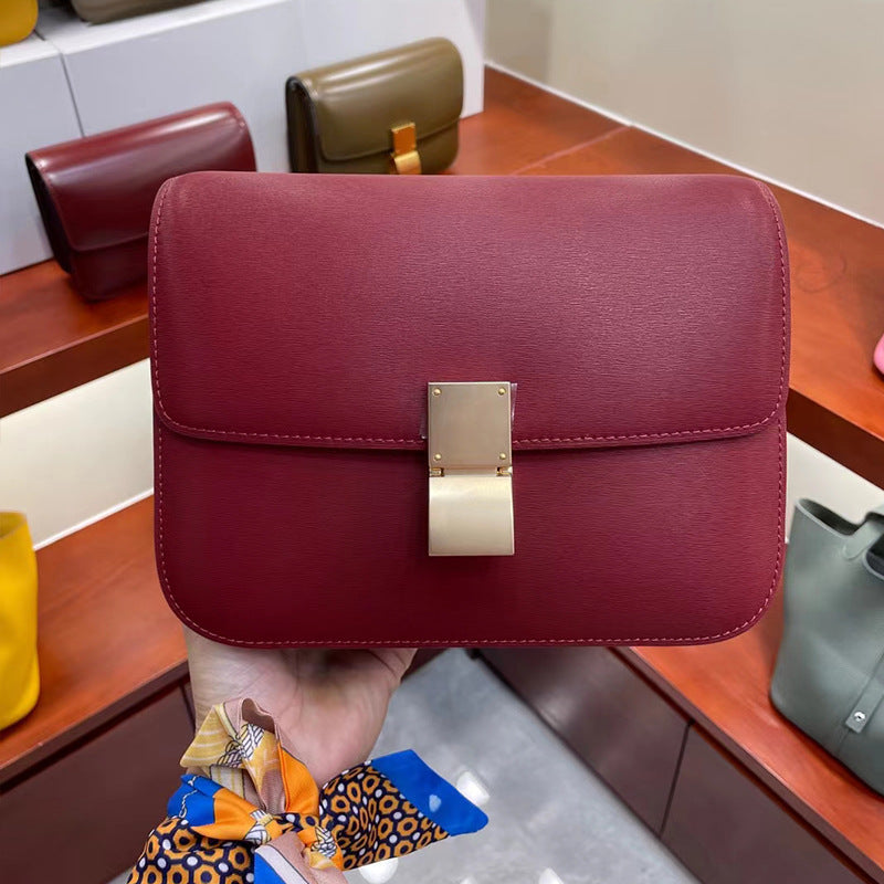 Women's Candy Color Stewardess Cowhide Mini Trendy Shoulder Bags