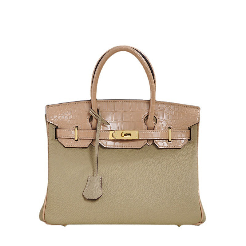 Women's Fashion Top Layer Cowhide Lychee Pattern Crossbody Bags