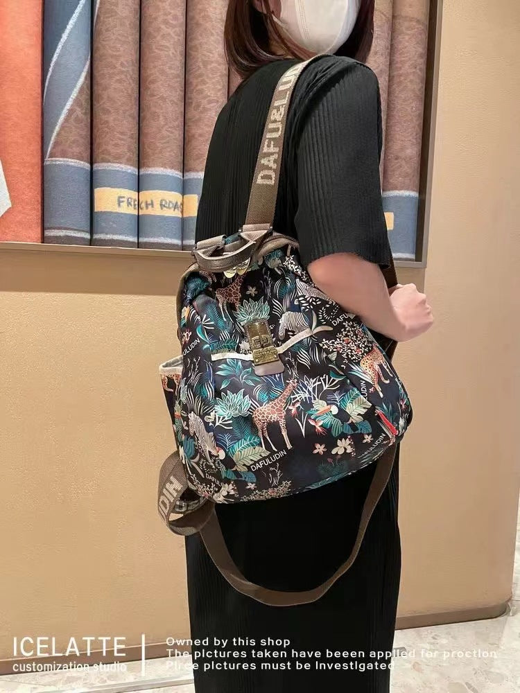 Women's Ink Printing Gold Fashion Waterproof Oxford Backpacks