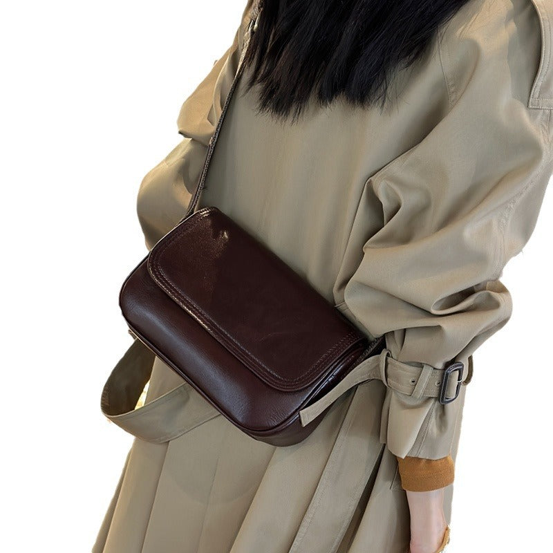 Women's Layer Cowhide Advanced Texture Trendy Leather Shoulder Bags