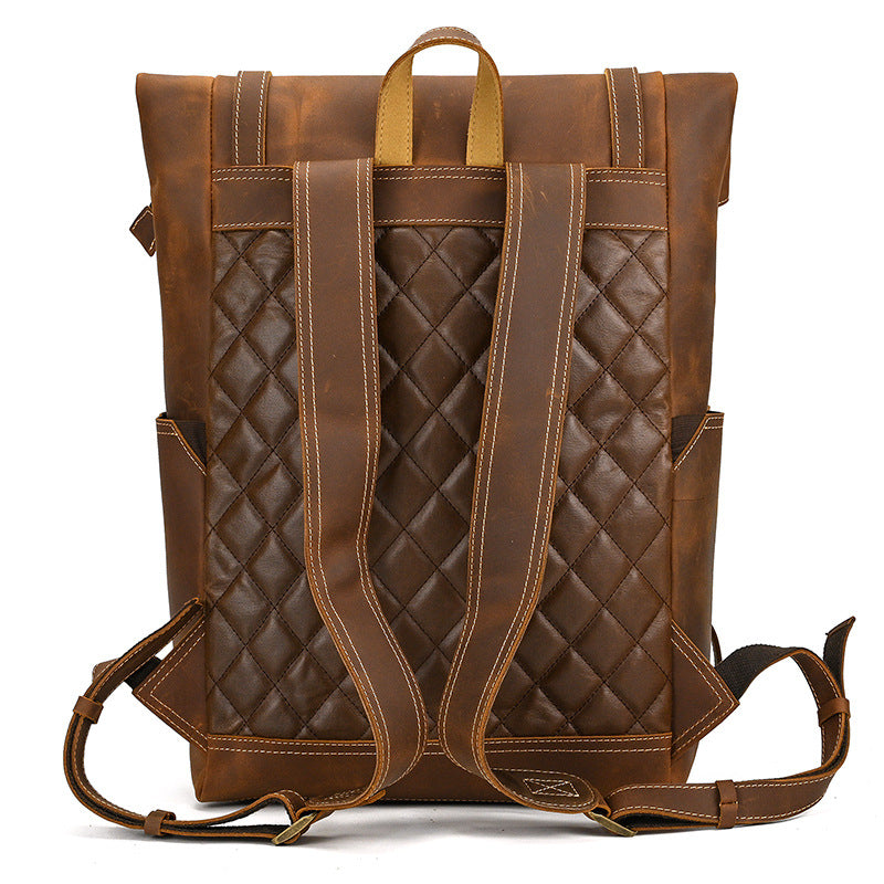 Men's Retro Crazy Horse Leather Large Capacity Backpacks