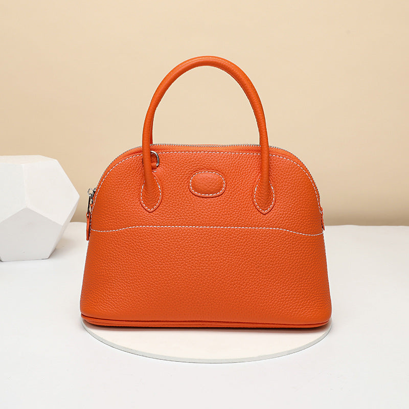 Women's Litchi Pattern First Layer Cowhide Portable Bags