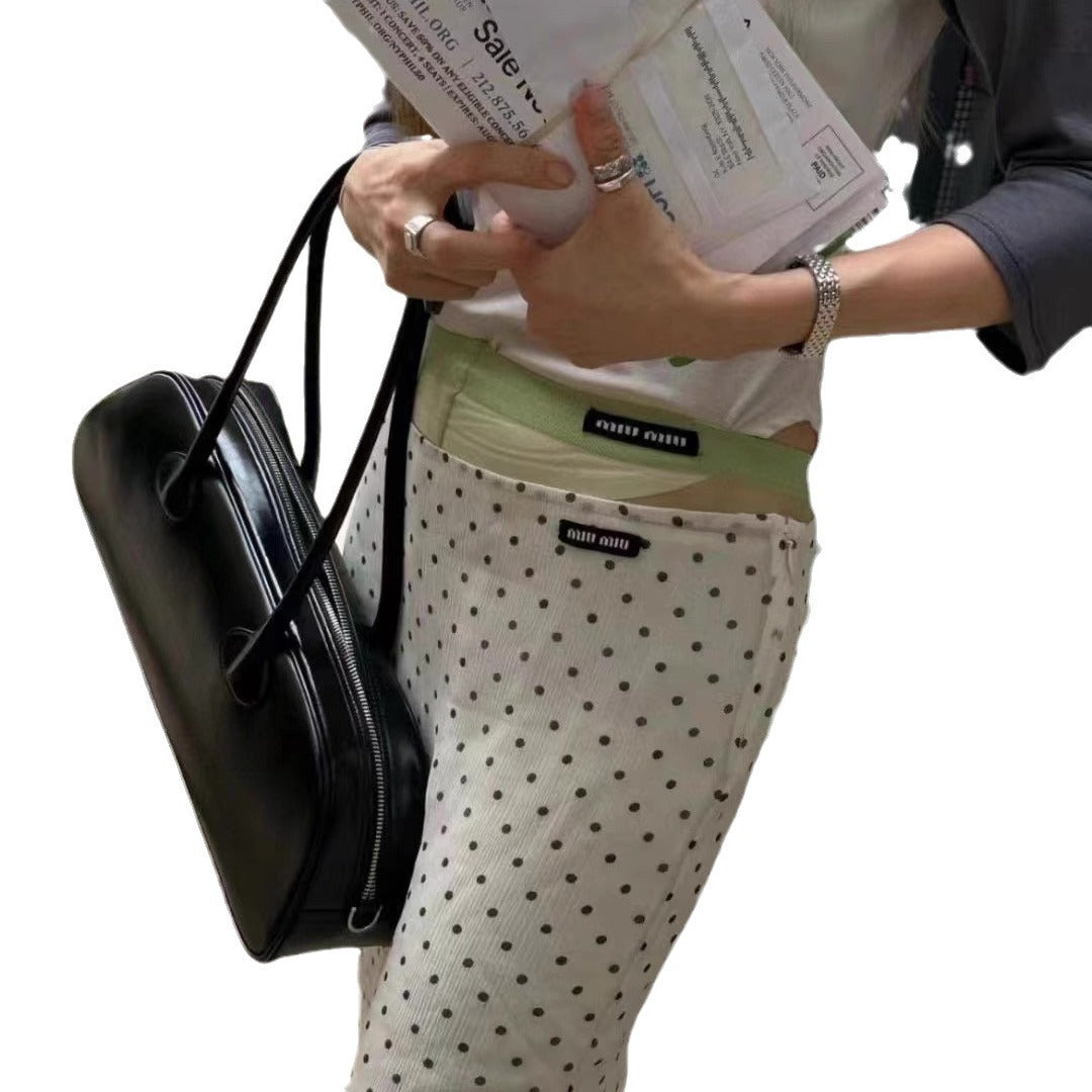 Women's Niche Large Capacity Cowhide Underarm Baguette Armpit Bags