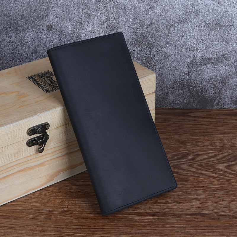 Men's Full Leather Crazy Horse Long Genuine Swiping Men's Wallets