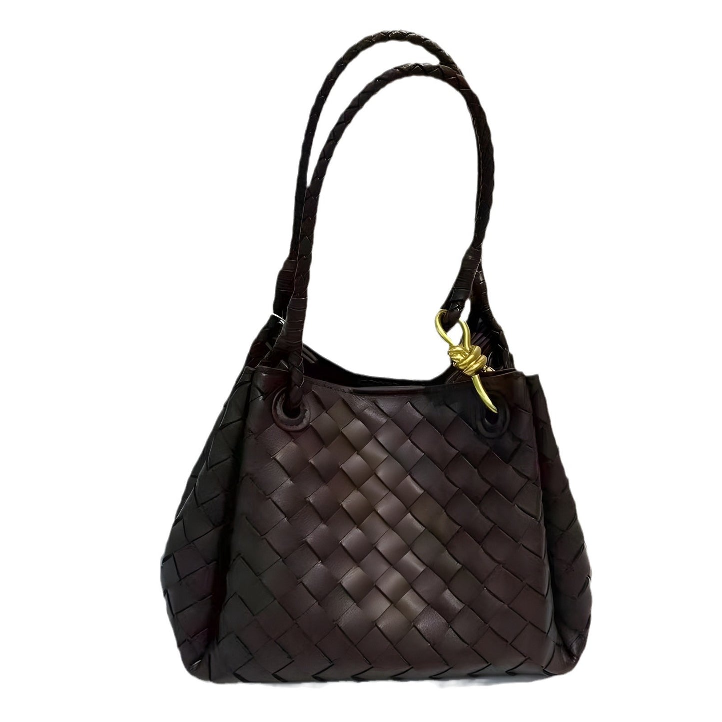 Women's Metal Cord Fastener Woven Large Portable Bags